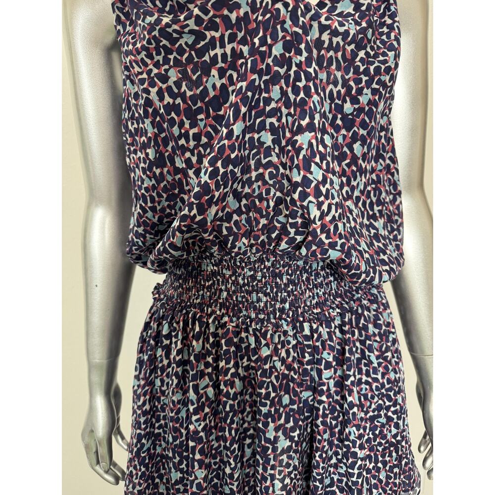 Ramy Brook 100% Silk Dress Womens Medium Blue Geometric Print Mini Blouson - Picture 6 of 12
